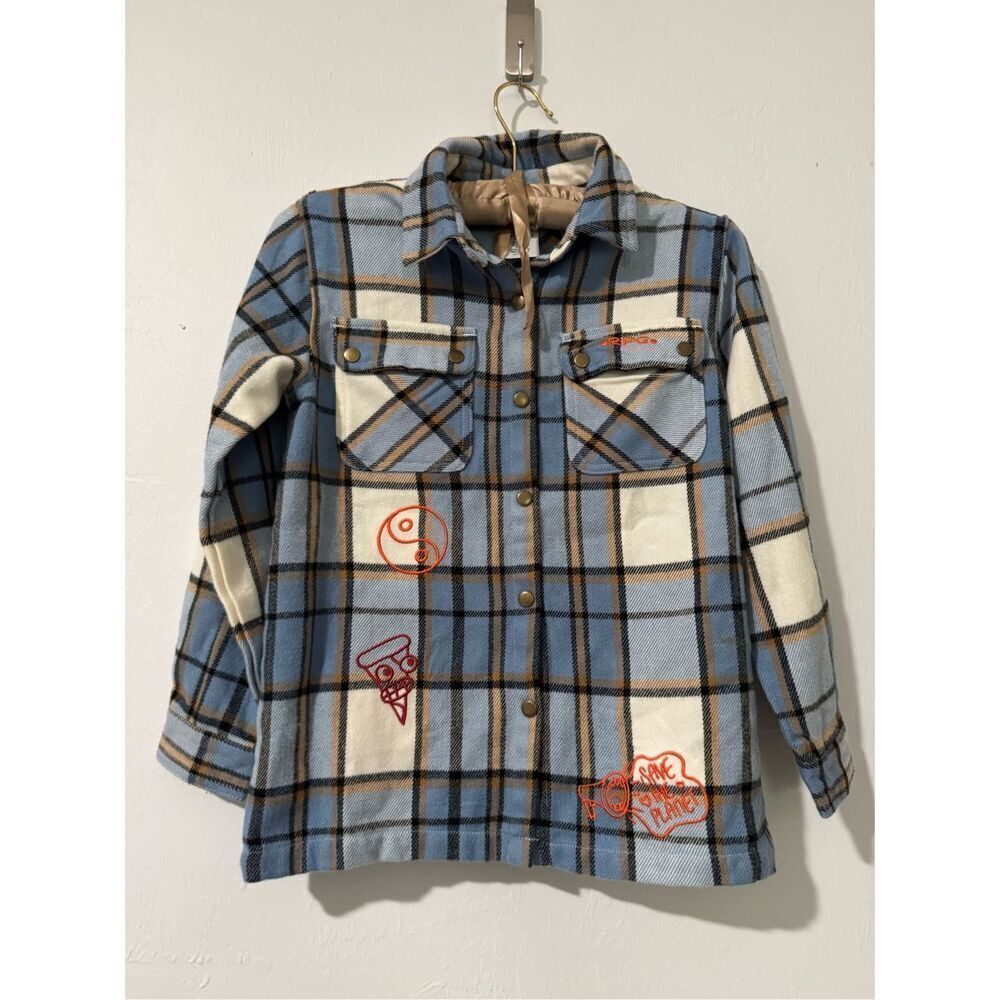 Disney turning red panda plaid flannel shirt kids 7/8